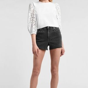 NWT Express eyelet lace puff sleeve tee